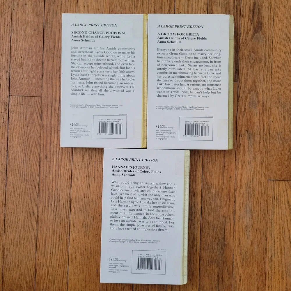 Anna Schmidt Amish Brides Celery Fields Large Print 3 Book Hardcover Christian
